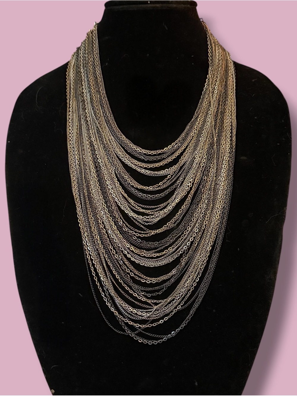 Multicolor multi chain statement necklace